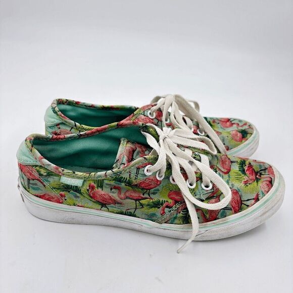 Vans Off the Wall Pink Flamingo & Palm Trees Skate Shoes Men Sz 8 Floral Aloha - Picture 3 of 7